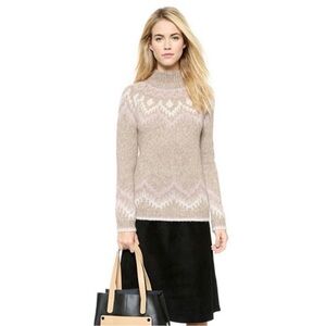 Women’s THEORY Fair Isle Mock Wool Sweater Baby Alpaca-Size Large